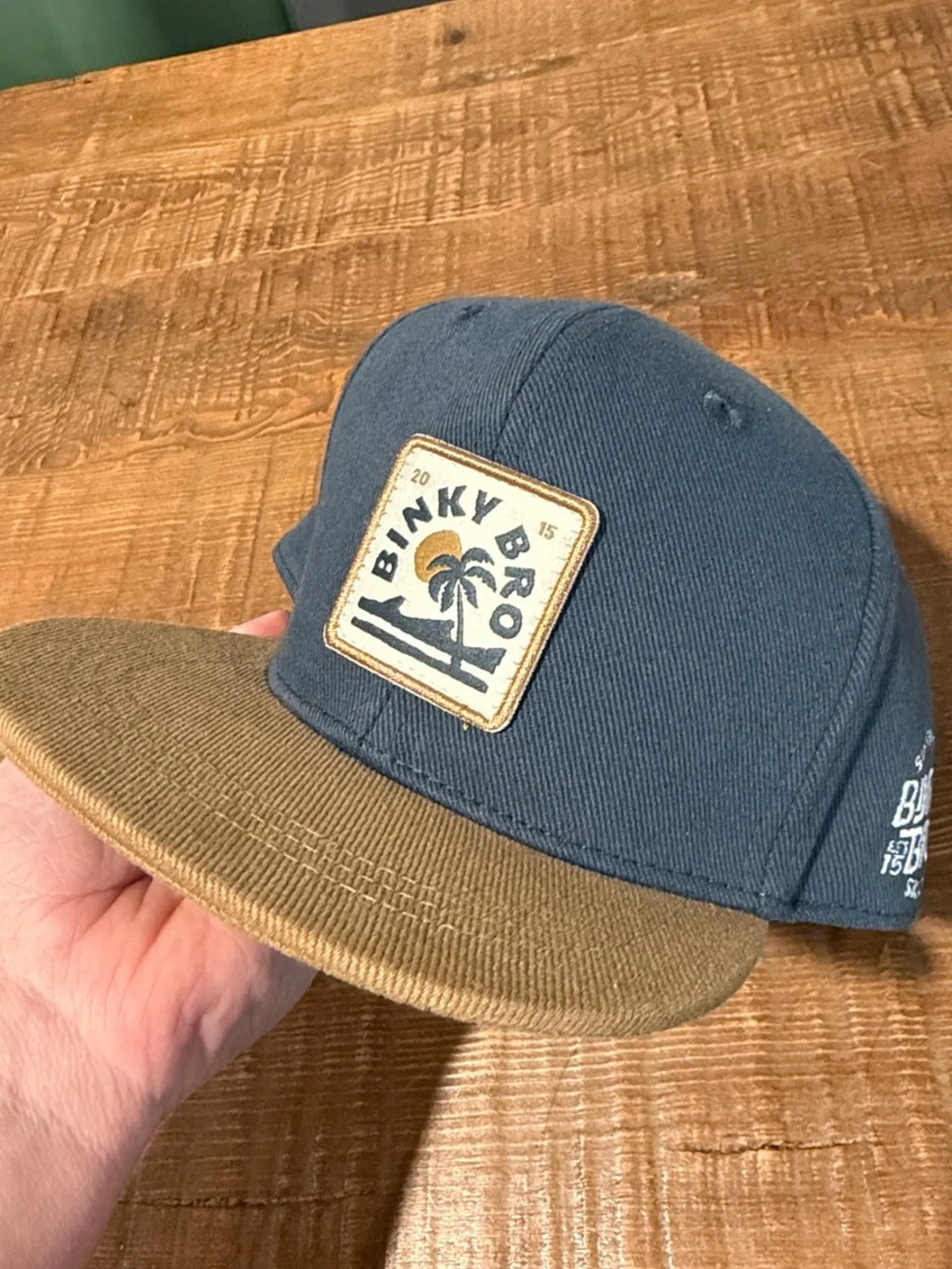 Binky Bro Kids Two-Tone Snapback Hat in Blue and Brown